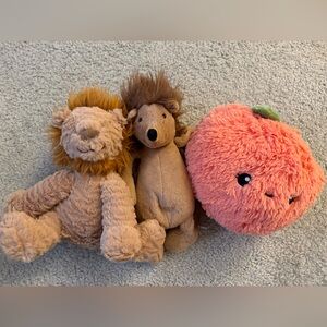 Jellycat Tan Lion and Coral Peach Plush Duo